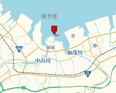 加茂川河口の位置図