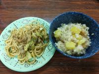 焼きうどん＆さつまいもご飯