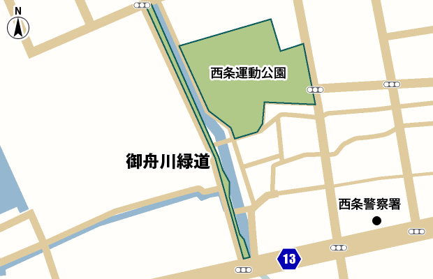 御舟川緑道 周辺図（詳細）