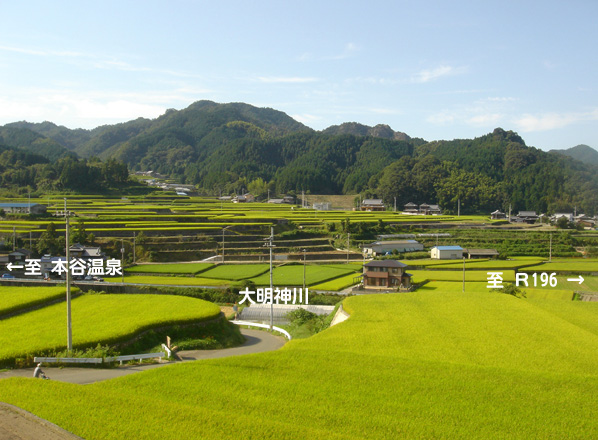 大明神川の河岸段丘（河之内地区）の写真