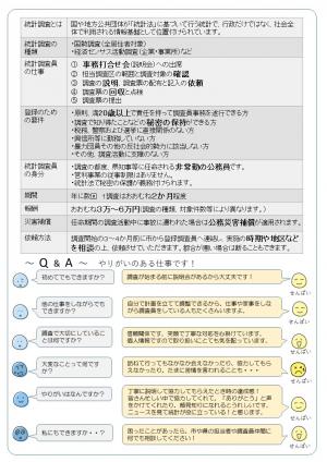 統計登録調査員の募集ちらし　内容