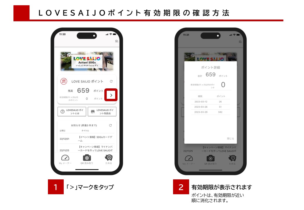 ポイント有効期限の確認方法