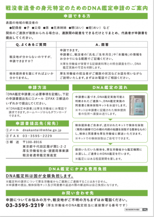 戦没者遺骨DNA鑑定リーフレット裏面