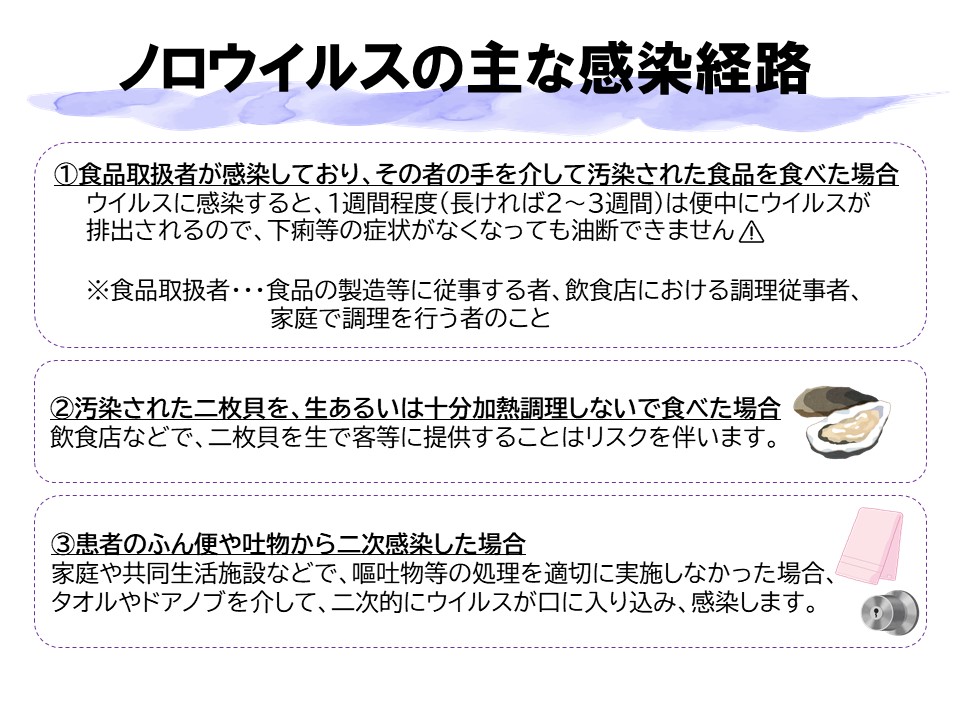 ノロウイルスの主な感染経路
