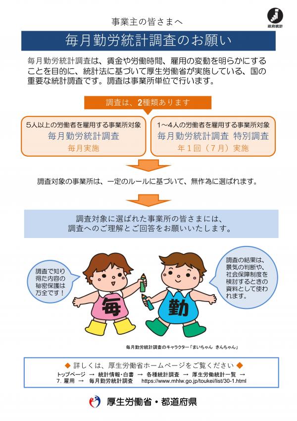 毎月勤労統計調査特別調査実施チラシ