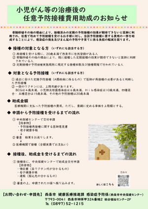 小児がんの任意予防接種助成